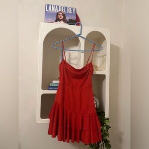 Suede red mini dress